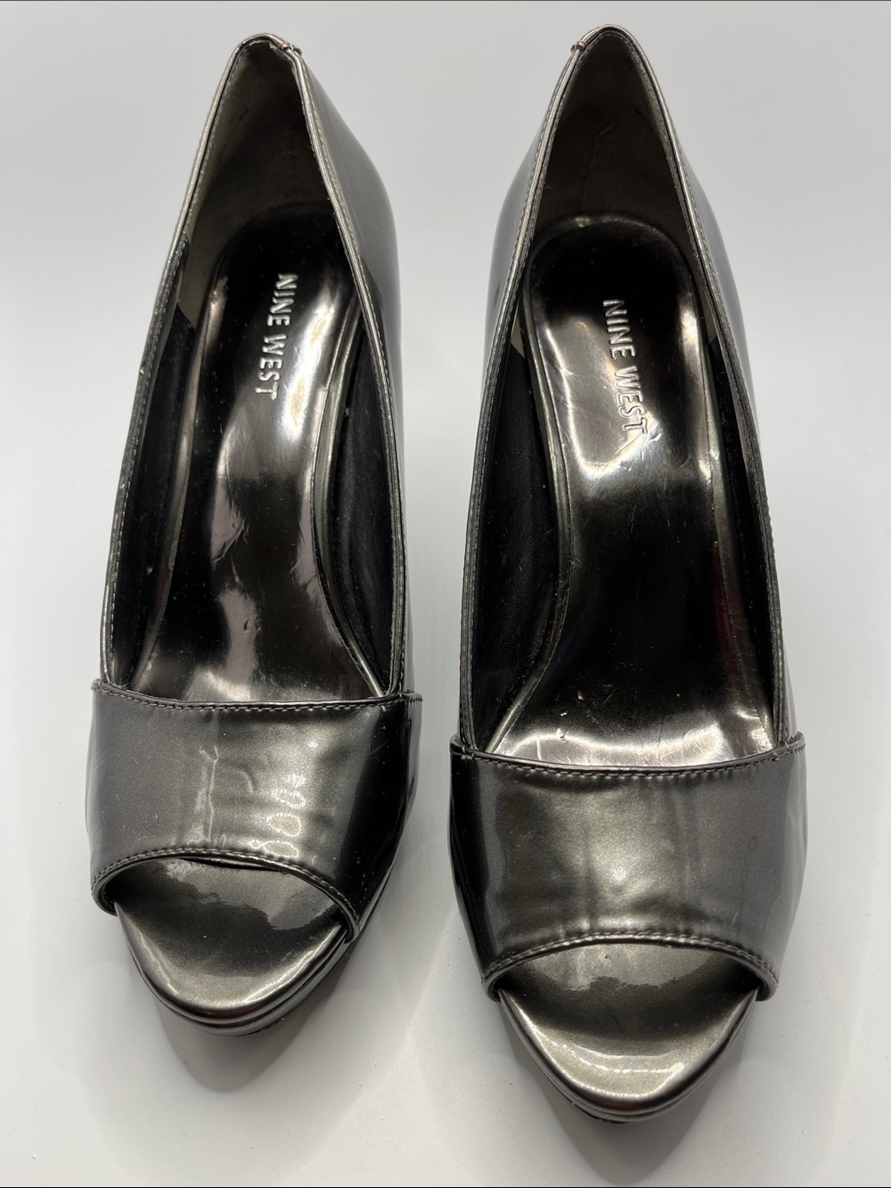 Nine West Black Patent Peep Toe Heels
